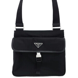 Prada ReNylon Saffiano leather shoulder bag accessory Black